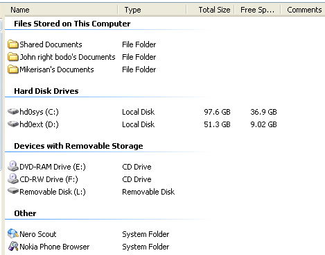 Getting Drive Type Program Example - drives and their types seen in Windows explorer