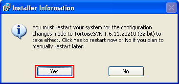 Building ReactOS operating system: TortoiseSVN installation confirmation