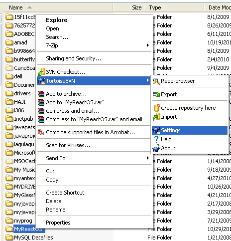 Building ReactOS operating system: TortoiseSVN client exploration