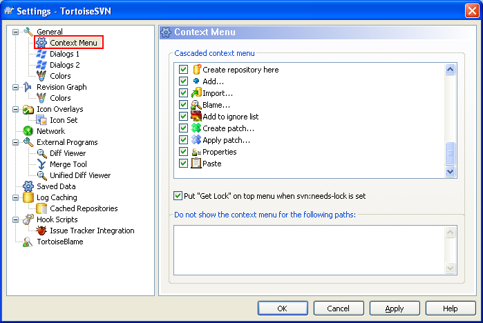 Building ReactOS operating system: TortoiseSVN client exploration - some other settings