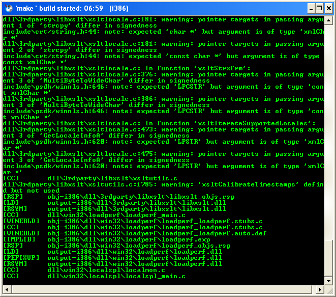 Download and install ReactOS build environment: Using the RosBE make command - in progress
