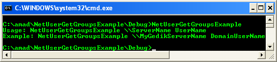 NetUserGetGroups() Program Example: A sample console program output