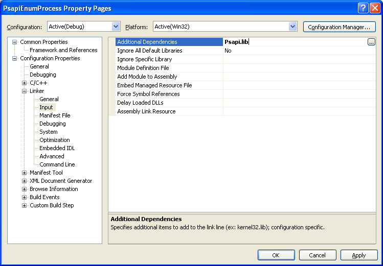 Enumerating All Processes Program Example: Adding additional dependencies to the existing project