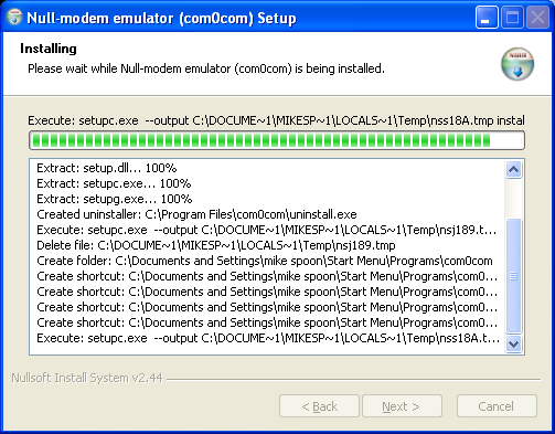 Debugging ReactOS: the com0com null modem setup begins