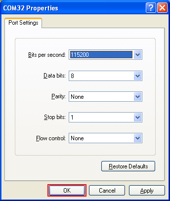 Debugging ReactOS: Configuring the HyperTerminal serial port