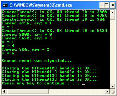 Race Condition Program Example: sample output with threads flow differently
