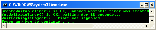 Using Waitable Timer Objects Program Example: A sample console program output