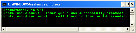 Using Timer Queues Program Example: A sample output with 10 seconds call timer