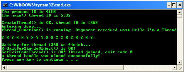 The Multithread without any synchronization Program Example: Another sample console program output