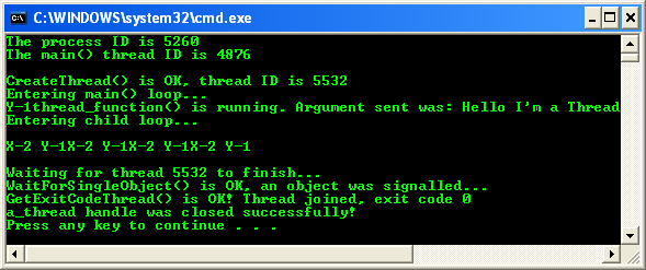 Synchronization with Spinlocks Program Example: A sample program output in action