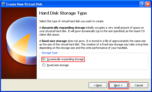 Installing ReactOS 0.3.11 on VirtualBox 3.2.8: virtual machine hard disk storage type