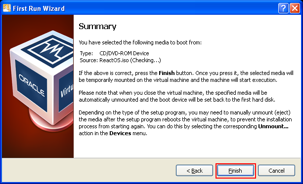Installing ReactOS 0.3.11 on VirtualBox 3.2.8: A summary of the ReactOS installation on the virtual machine