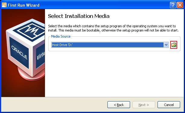 Installing ReactOS 0.3.11 on VirtualBox 3.2.8: Setting the unavailable installation media of the virtual machine