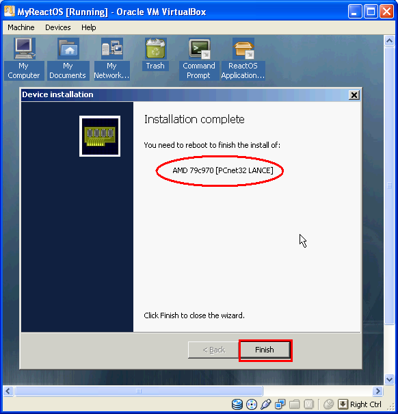 Installing ReactOS 0.3.11 on VirtualBox 3.2.8: The ReactOS GUI setup - the rebooting prompt page