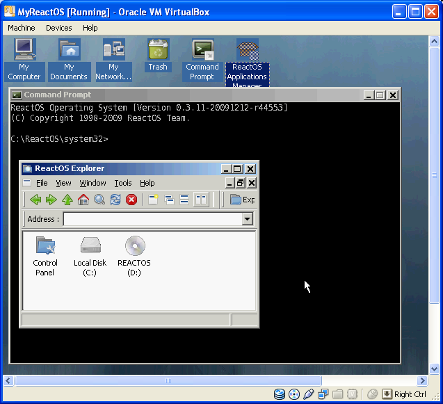 Installing ReactOS 0.3.11 on VirtualBox 3.2.8: The ReactOS in action!