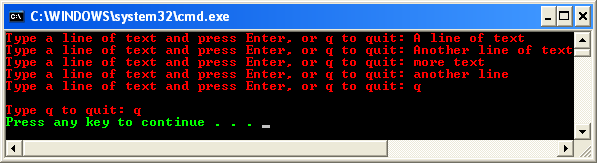 Using the High-Level Input and Output Functions Example: A sample console output