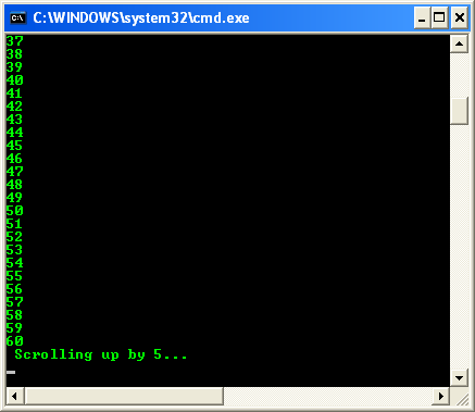 Scrolling a Screen Buffer's Window Example: A sample console program output in action 2