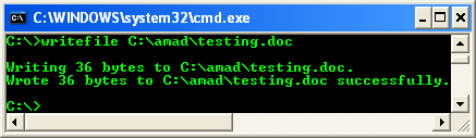 Open a File for Writing Program Example: A sample console program output in action 2