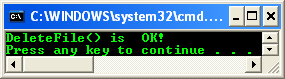 Another Deleting File Program Example: A sample console program output in action
