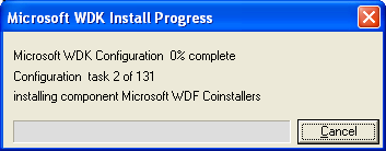 Windows Driver Kits (WDK) install: installation progress