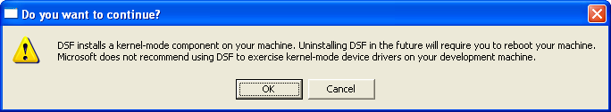 Windows Driver Kits (WDK) install: Device Simulation Framework (DSF) warning message