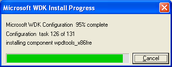 Windows Driver Kits (WDK) install: installation progress 2
