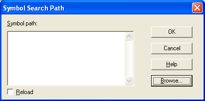 WinDbg, Windows debugger: The Symbol File Path setting page