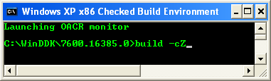 Verifying the WDK Installation: Running the Build -cZ command