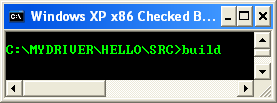 Using WDK for building Windows device driver: Running the build command