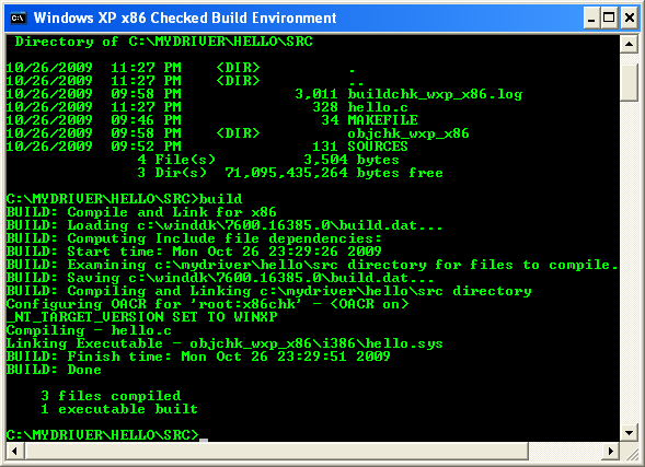 WDK registering and installing Windows device driver: rebuilding the source code