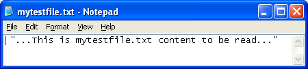 Open a File for Reading Program Example: A simple text file for testing