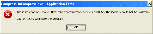 Compress and uncompressed error output