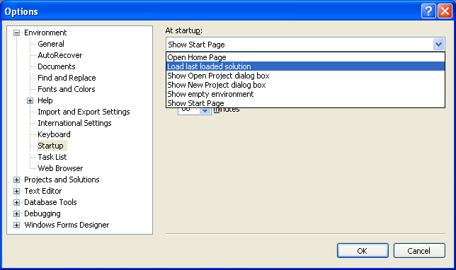 Windows Socket (Winsock2) Programming and  C Language: Changing the startup page of the Visual C++ IDE