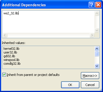 Windows Socket (Winsock2) Programming and C Language: typing the ws2_32.lib, a winsock2 library manually
