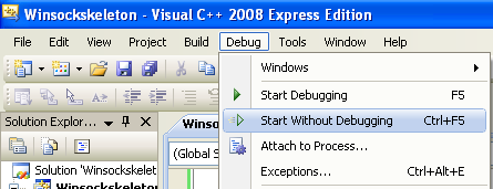 Windows Socket (Winsock2) Programming and C Language: running the Visual C++ project