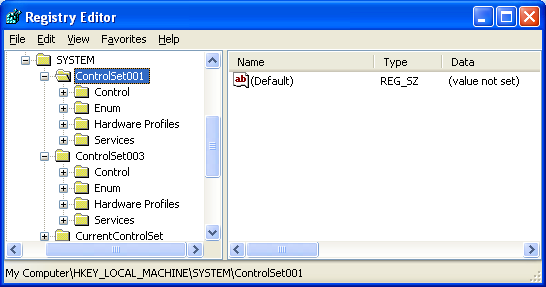The HKEY_LOCAL_MACHINE\SYSTEM\ControlSetXXX\Services registry key