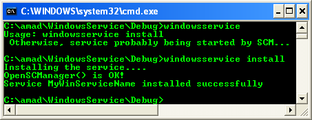 A Complete Windows Service Working Program Example:  Building and running the Windows services program example