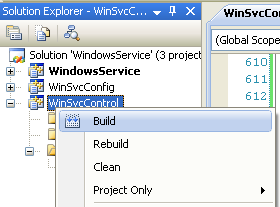 Adding New Project for Windows Service Control Application: Building the project