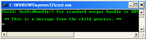 The Child Process Program Example: A sample console program output in action 1