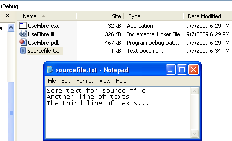 Using Fibers Program Example: Creating a text file for the argument