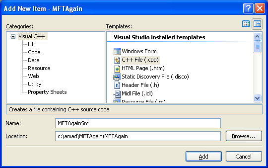 Listing the Deleted Files from Master File Table (MFT) - adding a new C++ source file